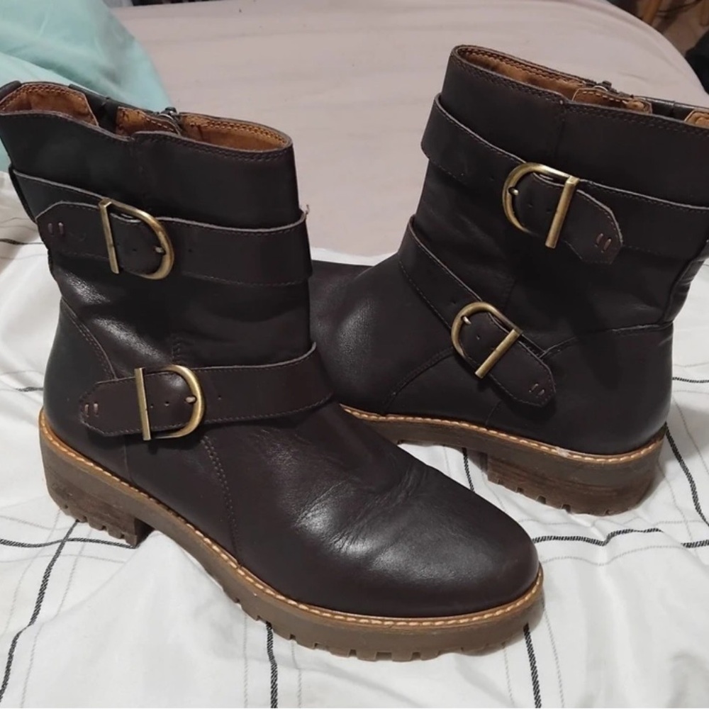 Marks & Spencer Dark Brown Lace-Up Buckle Ankle Boots